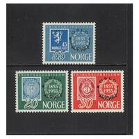 Norway: 1955 "NORWEX" Exhib OPT Set of 3 Stamps Scott 340/42 MLH #EU200