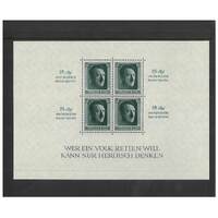 Germany: 1937 Hitler Mini Sheet Rouletted at Sides Scott B104 MUH #MS270