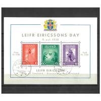 Iceland: 1938 Leif Ericsson Day Mini Sheet Scott B6 Very Fine CTO With FDC Cancels #MS280
