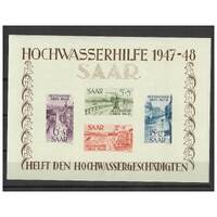 Saar: 1948 Flood Relief "Postage" Mini Sheet Michel B64a MLH #MS287