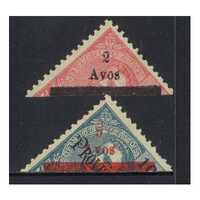 Macao: 1911 Bisected 2a on half 4a and 5a on half 10a Scott 159/161 MLH(2) #RW456