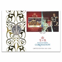 Australia 2013 QUEEN ELIZABETH II Diamond Jubilee Coronation Stamp With GB £5 UNC Coin PNC