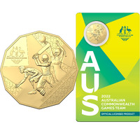 Australia 2022 Commonwealth Games, Birmingham 50c Gold Plated UNC Coin