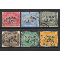 Egypt: 1907 Official OPT Set/6 Stamps Scott O2/7 FU #RW452