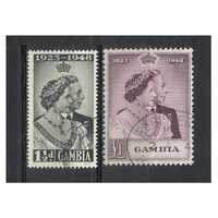 Gambia: 1948-1949 Royal Silver Wedding Series Set/2 Stamps SG 164/65 Used #BR304
