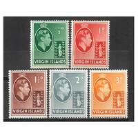 Br Virgin Islands: 1938 KGVI ½d, 1d, 1½d, 2d, 3d Chalk Paper SG 110/13, 115 MUH #BR308