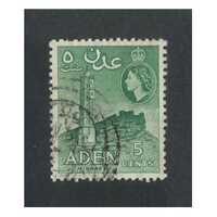 Aden: 1955 QE 5c Bluish Green Single Stamp SG 49 FU #BR310