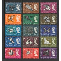 British Solomon Islands: 1966 Decimal Surcharges WMK Upright Set/15 Stamps SG 135A/52A MUH #BR311