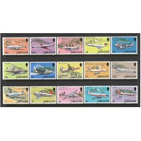 Gibraltar: 1982 Aircraft Set/15 Stamps TO £5 SG 460/74 MUH #BR316