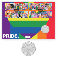 Great Britain 2022 50 Years of the UK Pride Movement Set/8 Stamps & 50p UNC Coin Cover