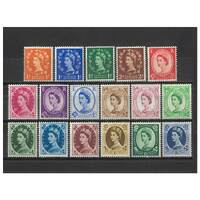 Great Britain: 1952-1954 QE Tudor Crown WMK Set/17 Stamps TO 1/6 SG 515/31 MUH #BR317