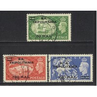 British Occupation Of Italian Colonies: 1951 KGVI 60L,120L,240L With "B.A. Tripolitania" OPTS SG T32/34 FU #BR329
