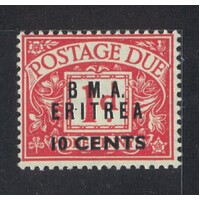 Eritrea: 1948 "B.M.A. Eritrea" Postage Due 10c ON 1d, "No Stop After B" SG ED2a MUH #BR329