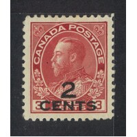 Canada: 1926 2 Cents ON 3c KGV  DIE I Single Stamp SG 264 MLH #BR332