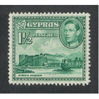 Cyprus: 1951 KGVI/Harbour 1½pi Green Single Stamp SG 155ab MLH #BR338