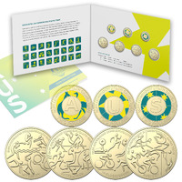 Australia 2022 Commonwealth Games Team - $1 & $2 UNC 7 Coin in Collection Folder