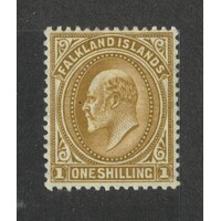 Falkland Islands: 1904 KEVII 1/- Single Stamp SG 48 MLH #BR340
