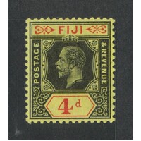Fiji: 1921 KGV 4d On Pale Yellow Single Stamp SG 131c MLH #BR348