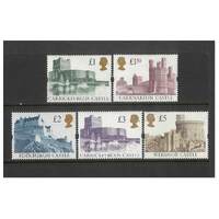 Great Britain: 1992-1995 Castles Set/5 Stamps TO £5 SG 1611/14 MUH #BR353