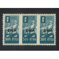 South West Africa: 1943 Reduced Size ½d Greenish Blue Trio. SG 123b MLH #BR358