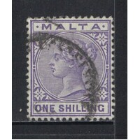 Malta: 1885 QV 1/- Violet Single Stamp SG 28 FU #BR361