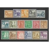 Malta: 1956-1958 QE Pictorial Set/17 Stamps TO £1 SG 266/82 MLH #BR363