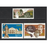 Malta: 1986 Peace Year Set/3 Stamps SG 776/78 MUH #BR365