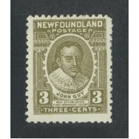 Newfoundland: 1910 3c John Guy Single Stamp SG 97 MLH #BR366