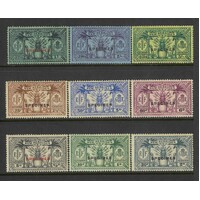 New Hebrides-British: 1925 Duel Currency Set/9 Stamps OPT'd Specimen SG 43s/51s MLH #BR368