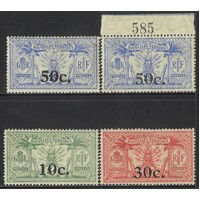 New Hebrides (French): 1924 Surcharges 10c, 30c, 50c (Both) SG F38/41 MH #BR370
