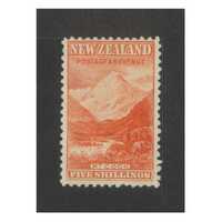 New Zealand: 1899 NO WMK p11 5/- MT. Cook Single Stamp SG 270 MLH #BR373