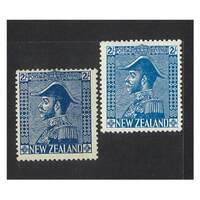 New Zealand Pre-Decimal: 1926-1927 Admiral 2/- "Jones" Paper and 2/- "Cowan" Paper SG 466a, 469 MLH #BR374