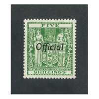 New Zealand: 1943 5/- Arms Official OPT Single Stamp SG O133 MUH #BR374