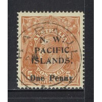 New Guinea-N.W.P.I: 1918 "One Penny" Surcharge ON KGV 5d Single Stamp SG 100 FU #BR381