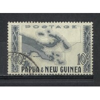 Papua New Guinea: 1952 10/- Map Single Stamp SG 14 FU #BR383