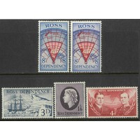 Ross Dependency: 1957 Set/4 Stamps Plus 8d Shade SG 1/4 MUH(5) #BR385