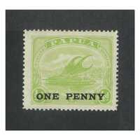 Papua: 1917 "One Penny" ON ½d Yellow-Green With WMK Reversed Single Stamp SG 106w MLH #BR401