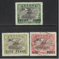 Papua: 1931 Surcharges 1/3 ON 5/-, ASH PRTG 5d ON 1/-, 9d ON 2/6 SG 123, 125/26 FU #BR401