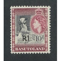 Basutoland: 1961 1R Surcharge Type III Single Stamp SG 68b MLH #BR402
