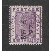 Gold Coast: 1884-1891 QV Crown CA WMK 1/- Mauve Single Stamp SG 18a FU #BR403