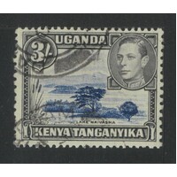Kenya Uganda Tanganyika: 1947 KGVI 3/- Lake Naivasha With Variety Damage On Mountain SG 147ab FU #BR403