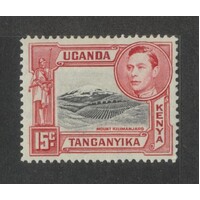 Kenya Uganda Tanganyika: 1943 KGVI/Mountain 15c Black And Rose P13¾x13¼ SG 137a MLH #BR403