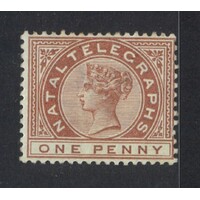 Natal: 1881 Telegraph 1d Single Stamp SG T1 MLH #BR408