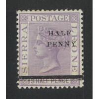 Sierra Leone: 1893 WMK Crown CA ½d ON 1½d Pale Violet Single Stamp SG 39 MLH #BR408