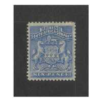 Rhodesia: 1892 Arms 6d Ultramarine Single Stamp SG 2 MH #BR408