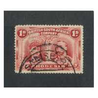 Rhodesia: 1910-1913 "Double Heads" 1d Rose-Red Single Stamp SG 125 FU #BR410