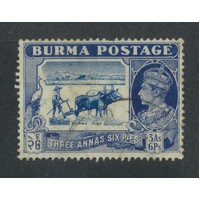 Burma: 1938-1940 KGVI 3a6p Single Stamp SG 27 FU #BR412