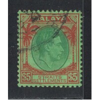 Straits Settlement: 1938 KGVI $5 Single Stamp SG 292 FU #BR413