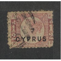 Cyprus: 1880 QV ½d Rose Plate 15 Single Stamp SG 1 USED #BR415