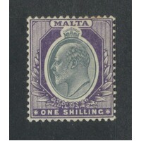 Malta: 1903 KEVII WMK Crown CA 1/- Single Stamp SG 44 MLH #BR415